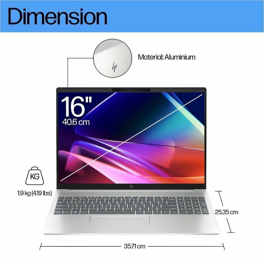 HP Pavilion Plus Laptop 16 Windows 11 Home 16" Intel Core Ultra 7 32GB RAM 1TB SSD WQXGA Natural silver