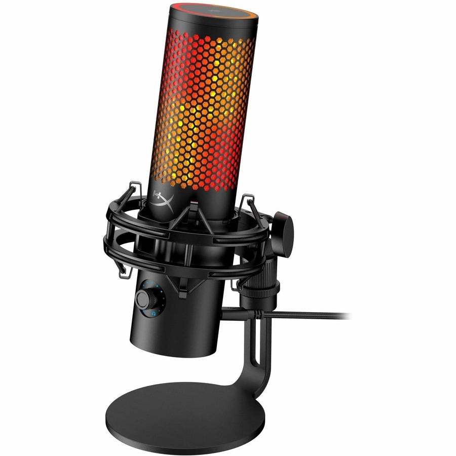 HyperX QuadCast 2 S Wired Electret Condenser Microphone for Recording - Black - 3 m - Stereo - 20 Hz to 20 kHz - Cardioid, Omni-directional, - Shock
