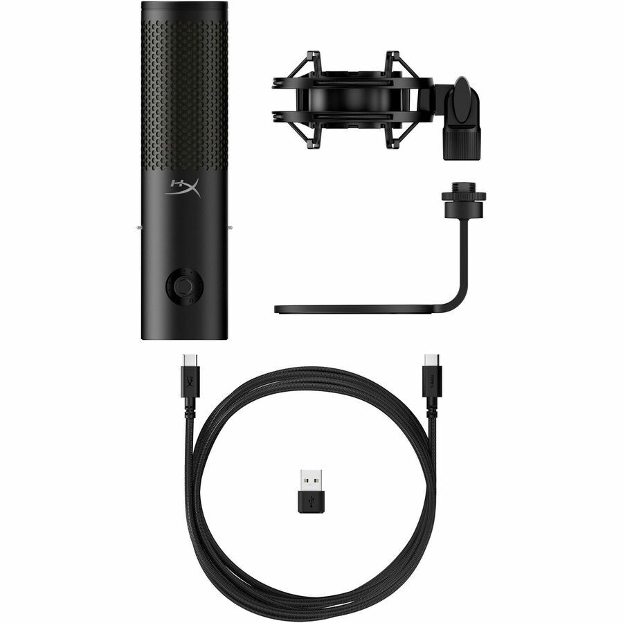 HyperX QuadCast 2 S Wired Electret Condenser Microphone for Recording - Black - 3 m - Stereo - 20 Hz to 20 kHz - Cardioid, Omni-directional, - Shock