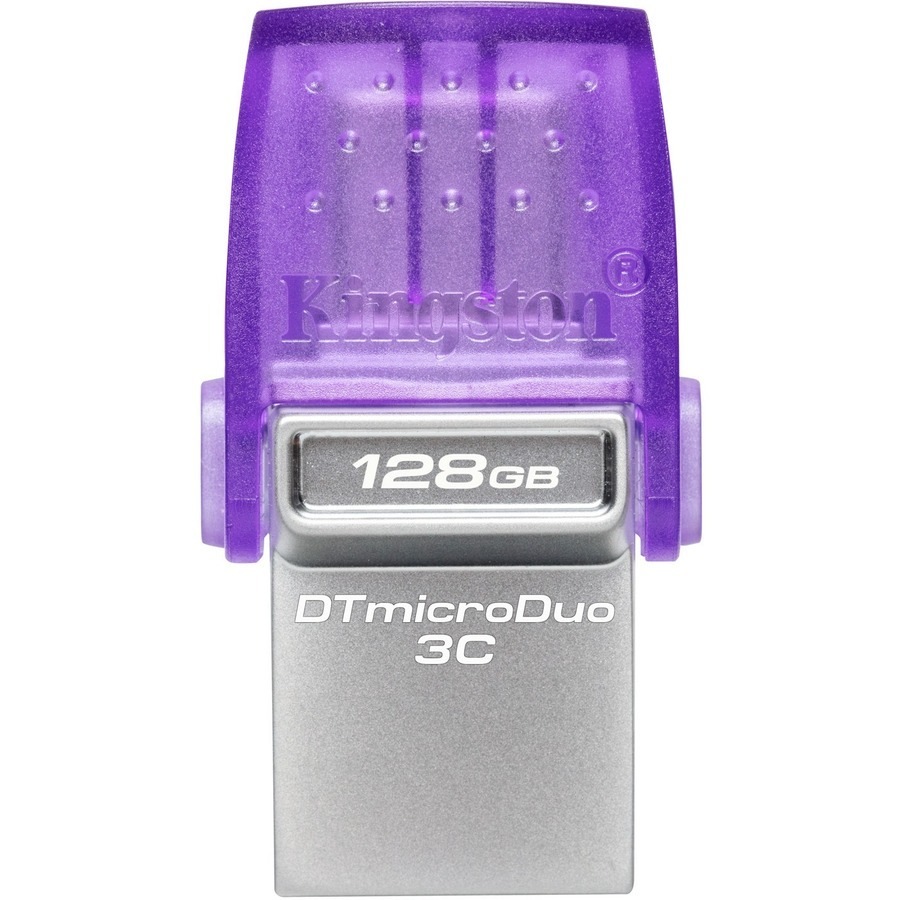 Kingston DataTraveler microDuo 3C DTDUO3CG3 128 GB USB 3.2 (Gen 1) Type C Flash Drive - Purple - 200 MB/s Read Speed