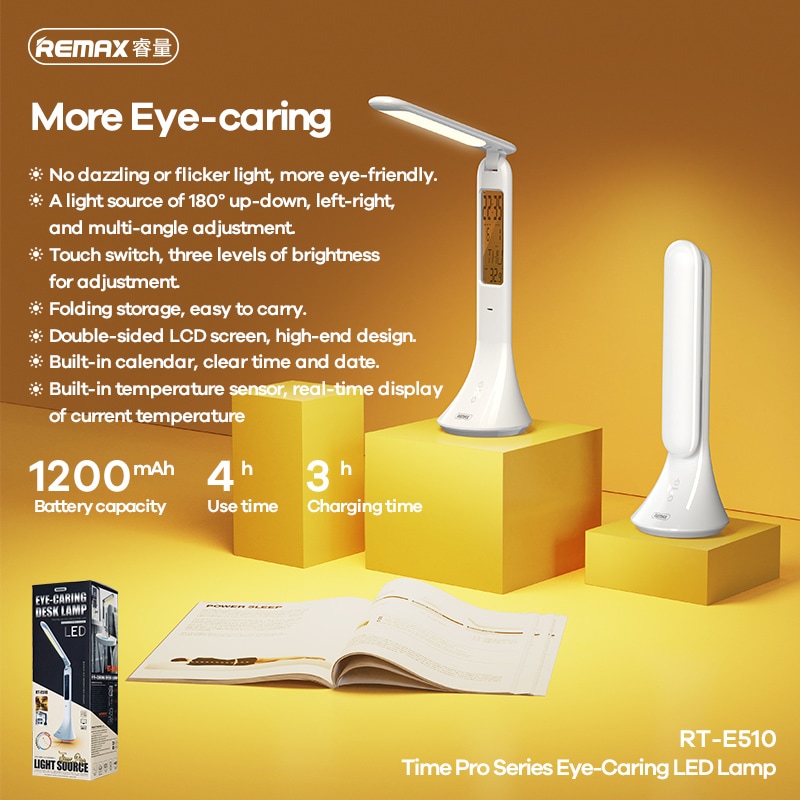 Buy Led Desk Lamp REMAX Eye-Caring RT-E815 with Container & RT-E510 ...