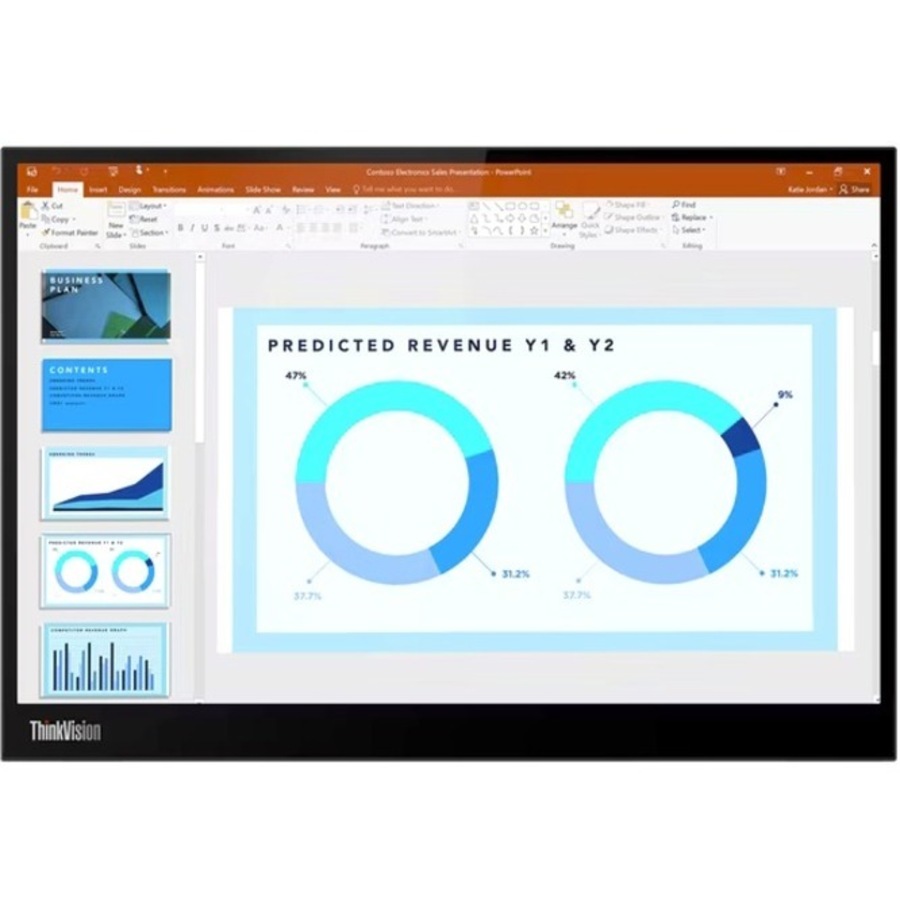 Lenovo ThinkVision M14d 14" Class LED Monitor - 16:10 - Raven Black - 14" Viewable - In-plane Switching (IPS) Technology - WLED Backlight - 2240 x -