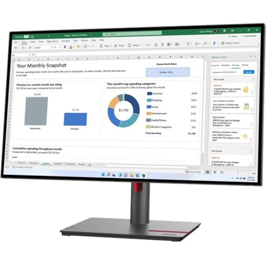 Lenovo ThinkVision P27h-30 27" Class WQHD LCD Monitor - 16:9 - 27" Viewable - In-plane Switching (IPS) Technology - WLED Backlight - 2560 x 1440 - -