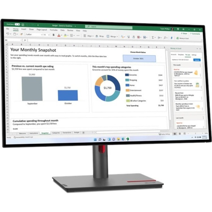 Lenovo ThinkVision P27h-30 27" Class WQHD LCD Monitor - 16:9 - 27" Viewable - In-plane Switching (IPS) Technology - WLED Backlight - 2560 x 1440 - -