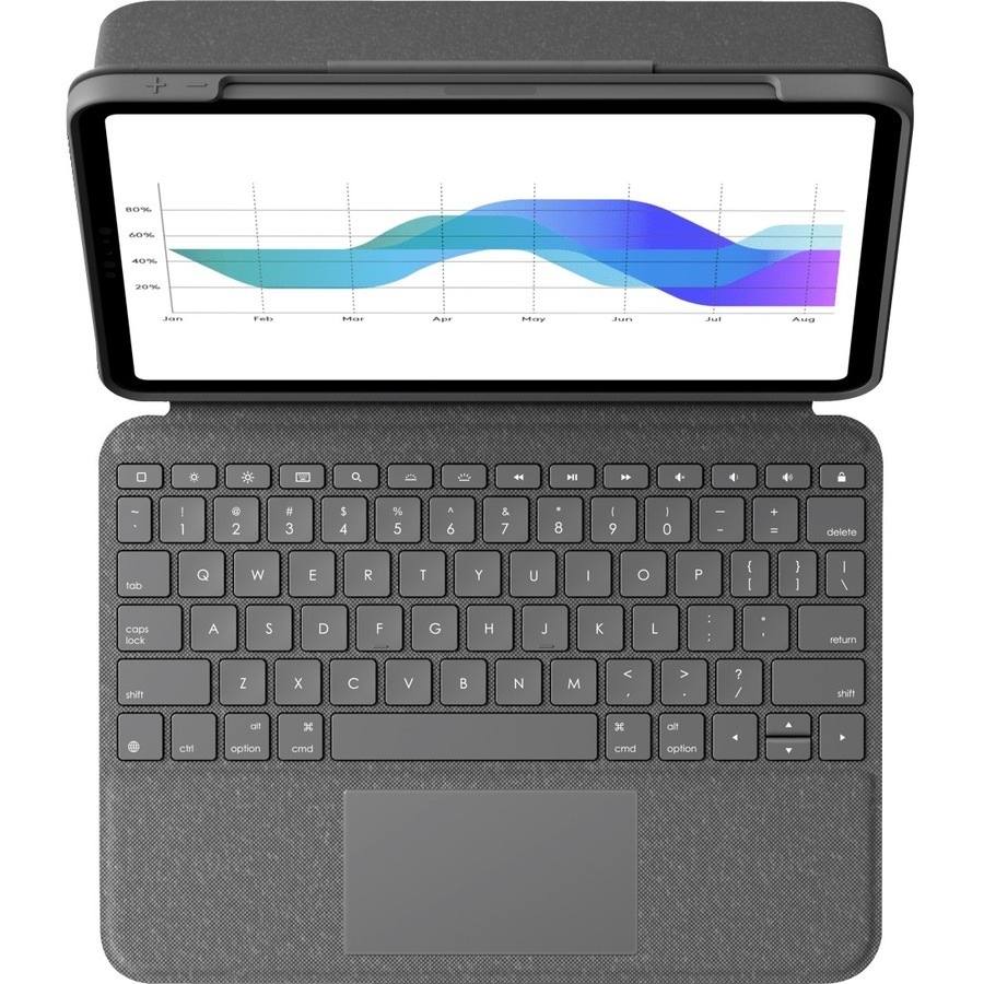 Logitech Folio Touch Keyboard/Cover Case for 27.9 cm (11") Apple, Logitech iPad Air (4th Generation) Tablet - Oxford Gray - Scuff Resistant, Scratch