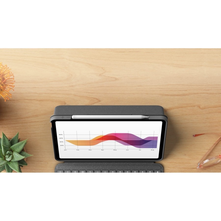 Logitech Folio Touch Keyboard/Cover Case for 27.9 cm (11") Apple, Logitech iPad Air (4th Generation) Tablet - Oxford Gray - Scuff Resistant, Scratch