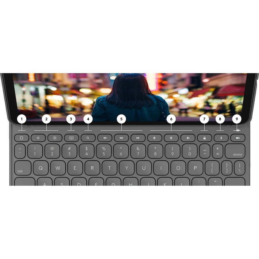 Logitech SLIM FOLIO Keyboard/Cover Case (Folio) for 27.7 cm (10.9") Apple, Logitech iPad (10th Generation) Tablet, Stylus, Apple Pencil - Oxford Gray