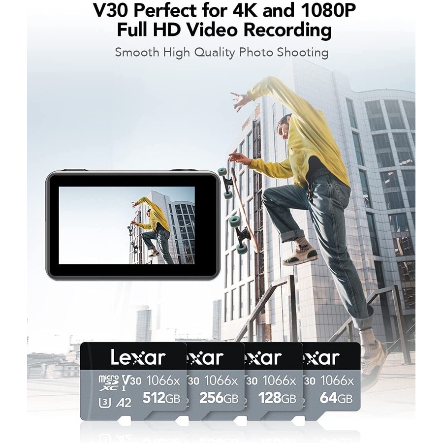 Micro SD Card Lexar 256GB Professional 1066x Class 10 A2 U3 Phone Tablet Memory