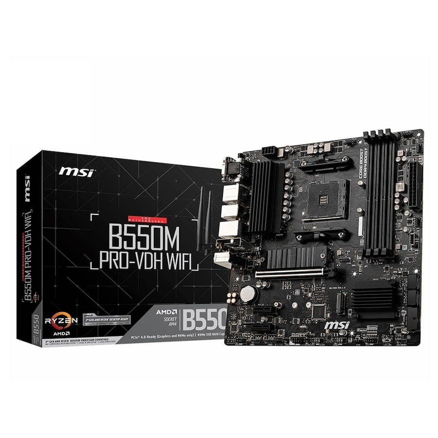 MSI B550M PRO-VDH WIFI AM4 MATX MB 4xDDR4 3xPCIE 2xM.2 HDMI VGA DP RAID LAN 4xSATAIII 5xUSB3.2 6xUSB2.0