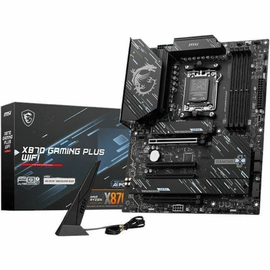 MSI X870 GAMING PLUS WIFI Gaming Desktop Motherboard - AMD X870 Chipset - Socket AM5 - ATX - Ryzen 9, Ryzen 8, Ryzen 7 Processor Supported - 256 GB -