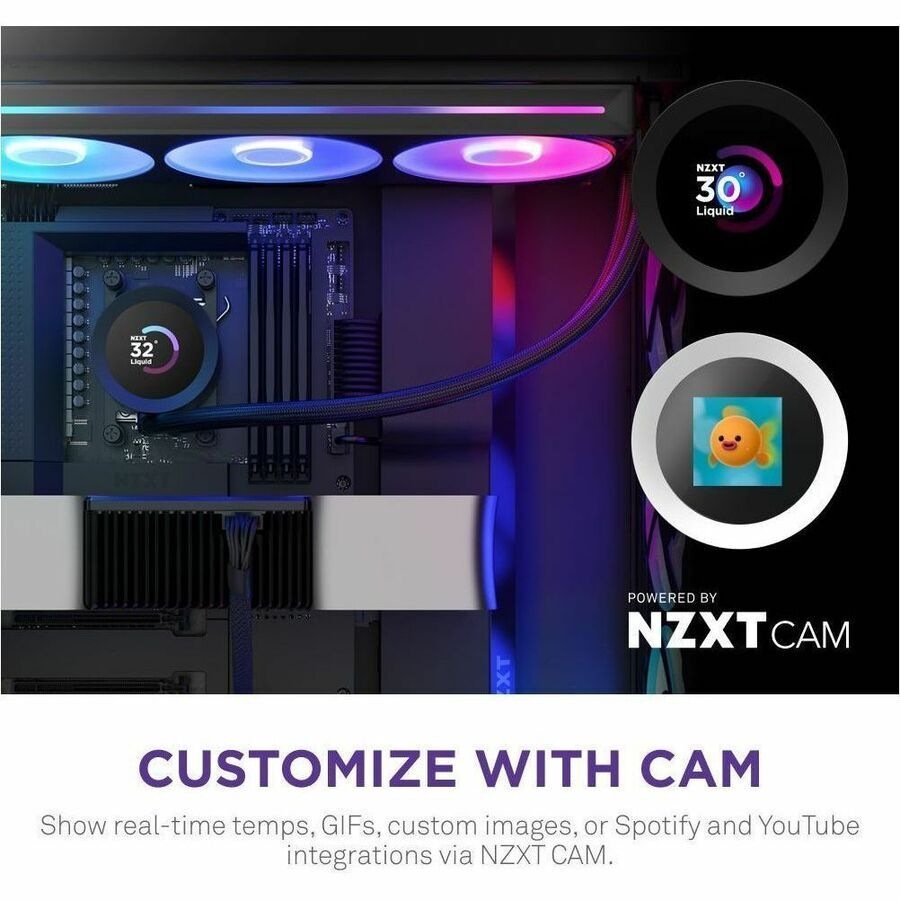 NZXT Kraken Plus 360 RGB RL-KR360-W2 Cooling Fan/Water Block - CPU - 3 x Fan(s) - 127.51m³/h Maximum Airflow - 2400 rpm - Liquid Cooler Cooler - - &