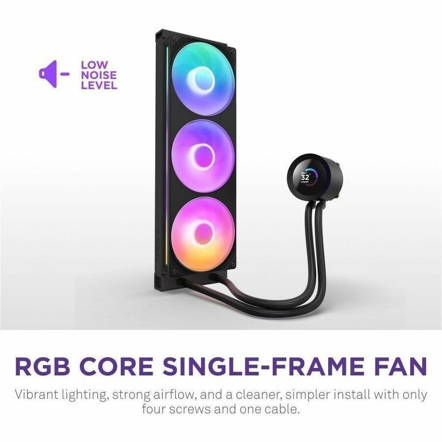 NZXT Kraken Plus 360 RGB RL-KR360-W2 Cooling Fan/Water Block - CPU - 3 x Fan(s) - 127.51m³/h Maximum Airflow - 2400 rpm - Liquid Cooler Cooler - - &