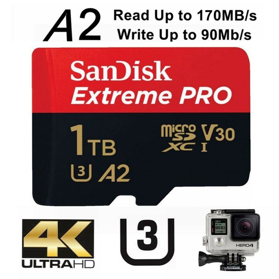 SanDisk Extreme Pro 1TB Micro SD Card SDXC UHS-I Action Camera GoPro Memory Card 4K U3 170Mb/s