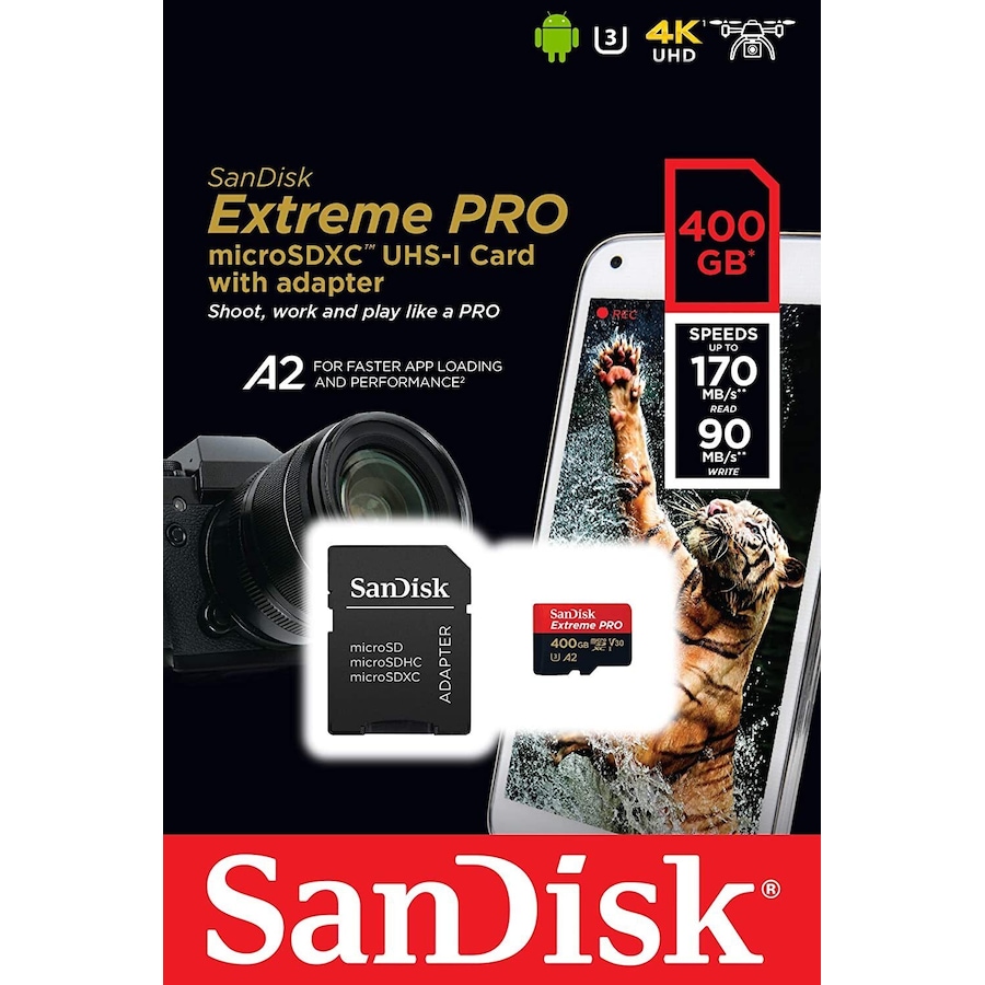 SanDisk Extreme Pro 400GB Micro SD Card SDXC UHS-I Action Camera GoPro Memory Card 4K U3 170Mb/s