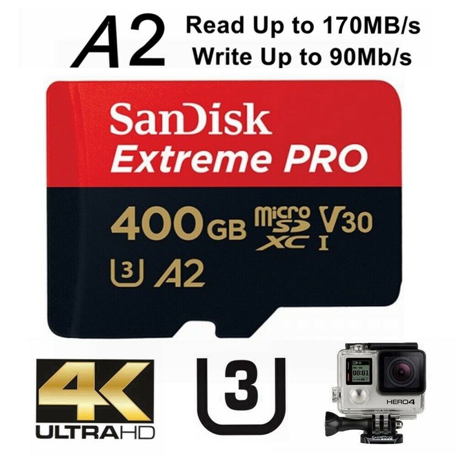 SanDisk Extreme Pro 400GB Micro SD Card SDXC UHS-I Action Camera GoPro Memory Card 4K U3 170Mb/s