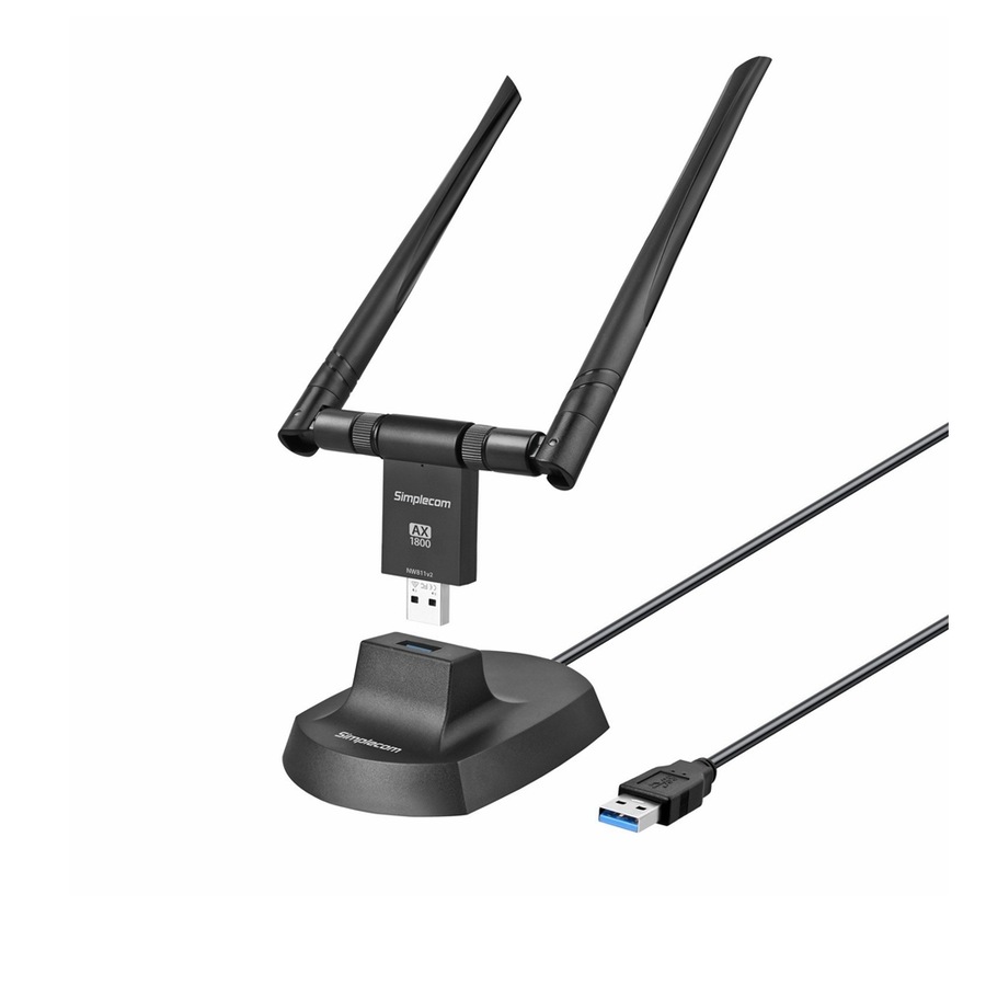 Simplecom NW811v2 AX1800 Dual Band WiFi 6 USB Adapter 802.11ax with 2x 5dBi High Gain Antennas