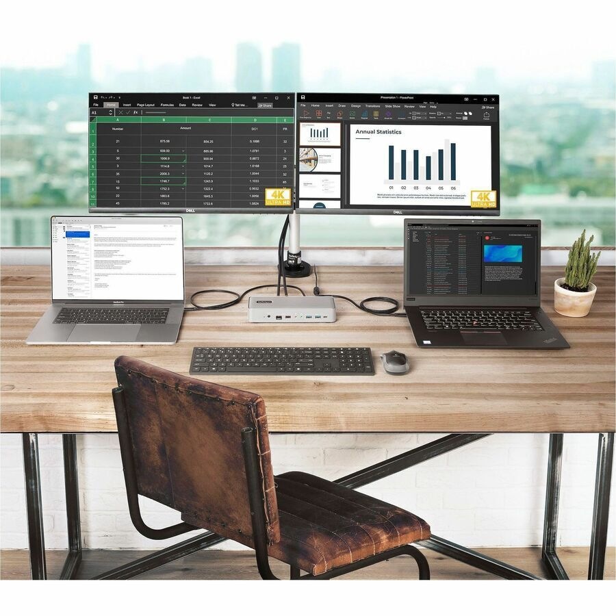 StarTech.com Dual-Laptop USB-C KVM Docking Station, Dual Monitor 4K 60Hz DisplayPort KVM Dock, 5x USB Hub, GbE, 90W/45W PD, Wind