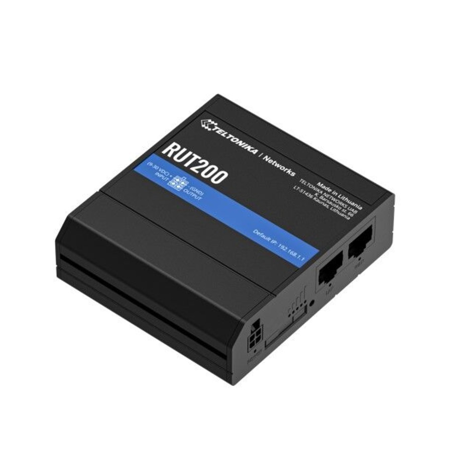 Teltonika RUT200 Industrial Cellular Router, WAN Failover, Compact and Reliable Industrial 4G LTE Router/Firewall, PSU included