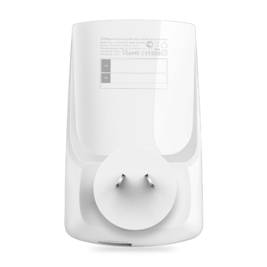 TP-Link TL-WA850RE N300 WiFi Range Extender 2.4GHz (300Mbps) 1x100Mbps LAN 802.11bgn 2x OnBoard antennas Mini size wall-mounted (~TL-WA855RE)
