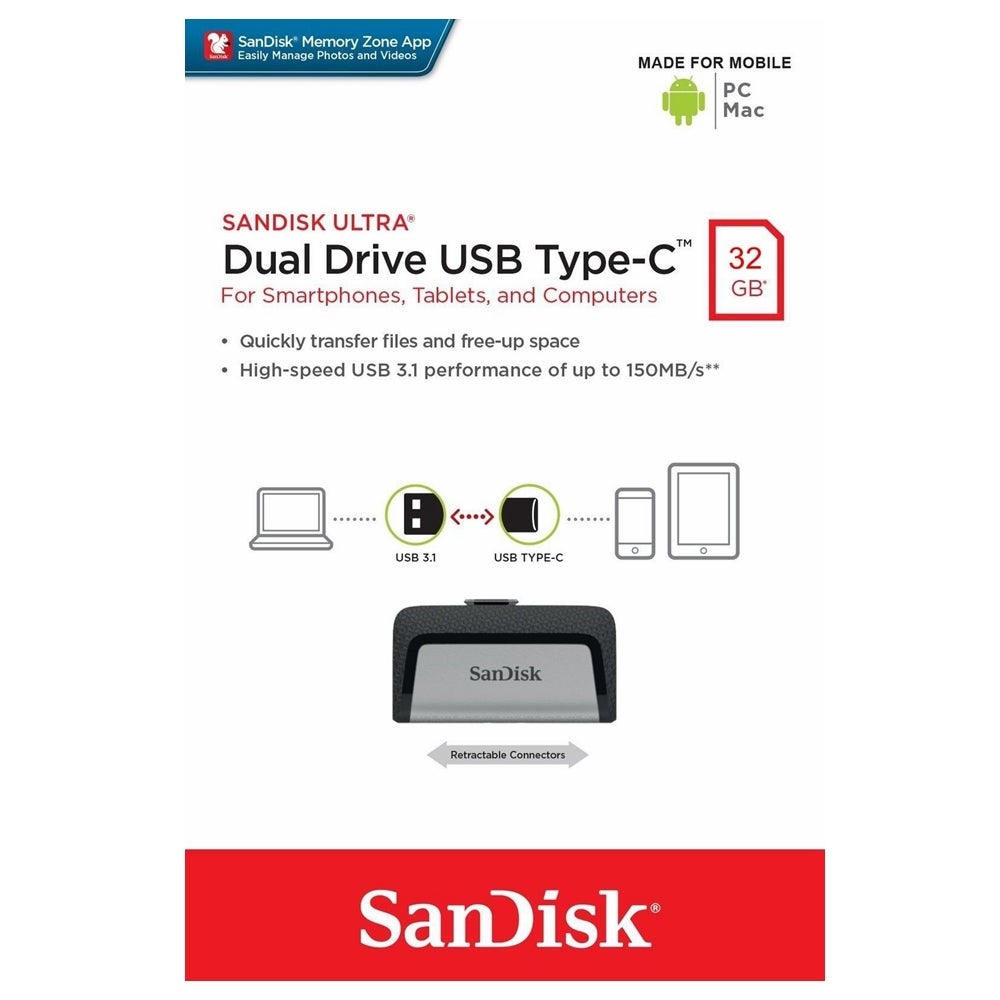 SanDisk 32GB Dual Type-C USB Drive Flash Drive