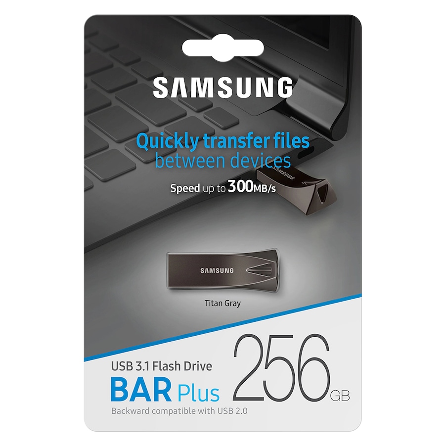 USB 3.1 256GB Flash Drive Samsung Bar Plus Memory Stick (300MB/s) - MUF-256BE4
