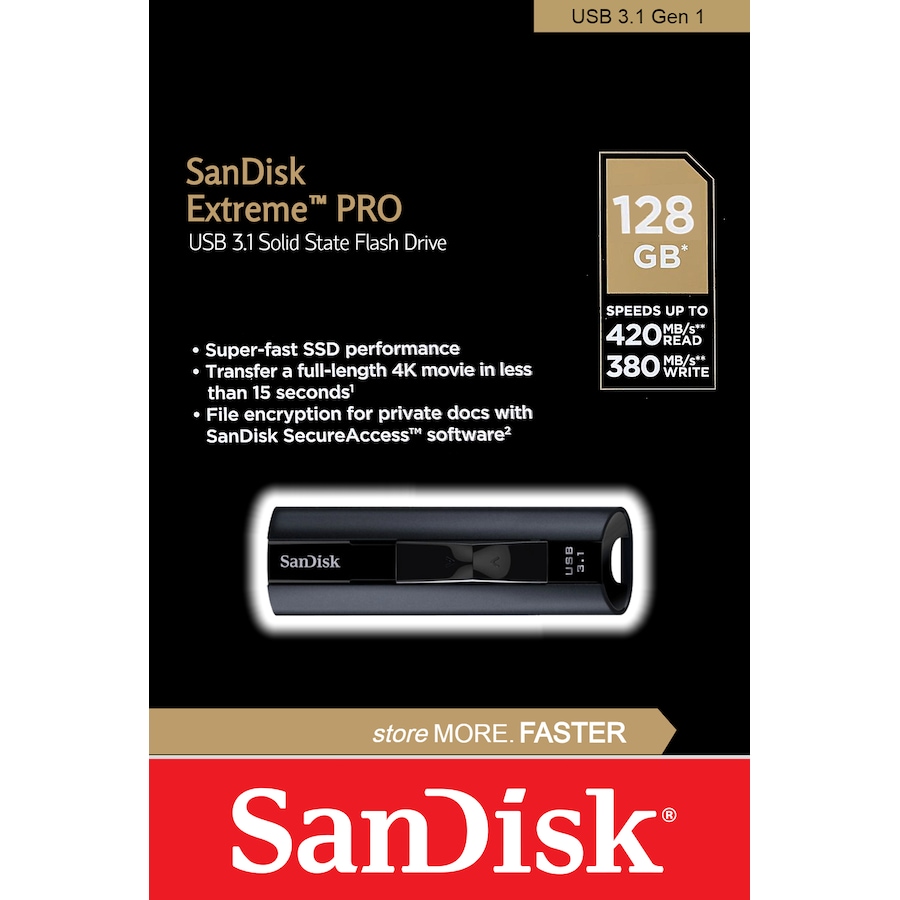 SanDisk USB Extreme PRO 128GB 3.2 Flash Drive