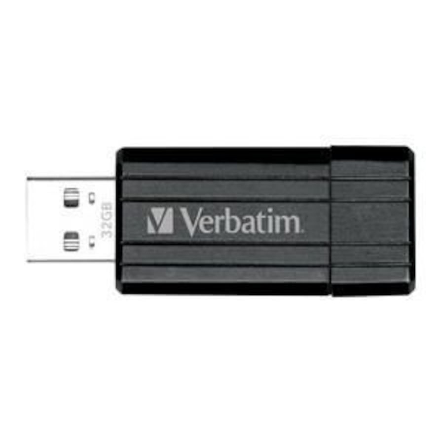 Verbatim Store'n'Go Pinstripe USB Drive 32GB USB Storage Drive Memory Stick (Black) 2 Years Limited Warranty