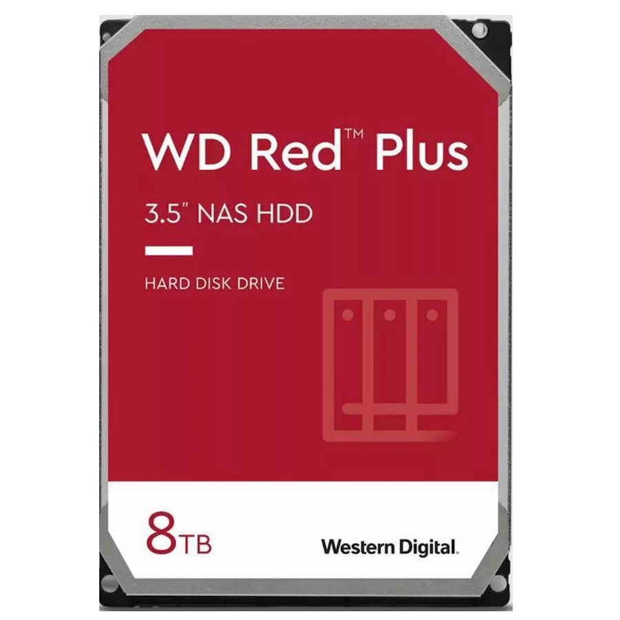 Western Digital WD Red Plus 8TB 3.5' NAS HDD SATA WD80EFPX 215MB/s 5640 RPM 256MB Cache 3-Year Limited Warranty