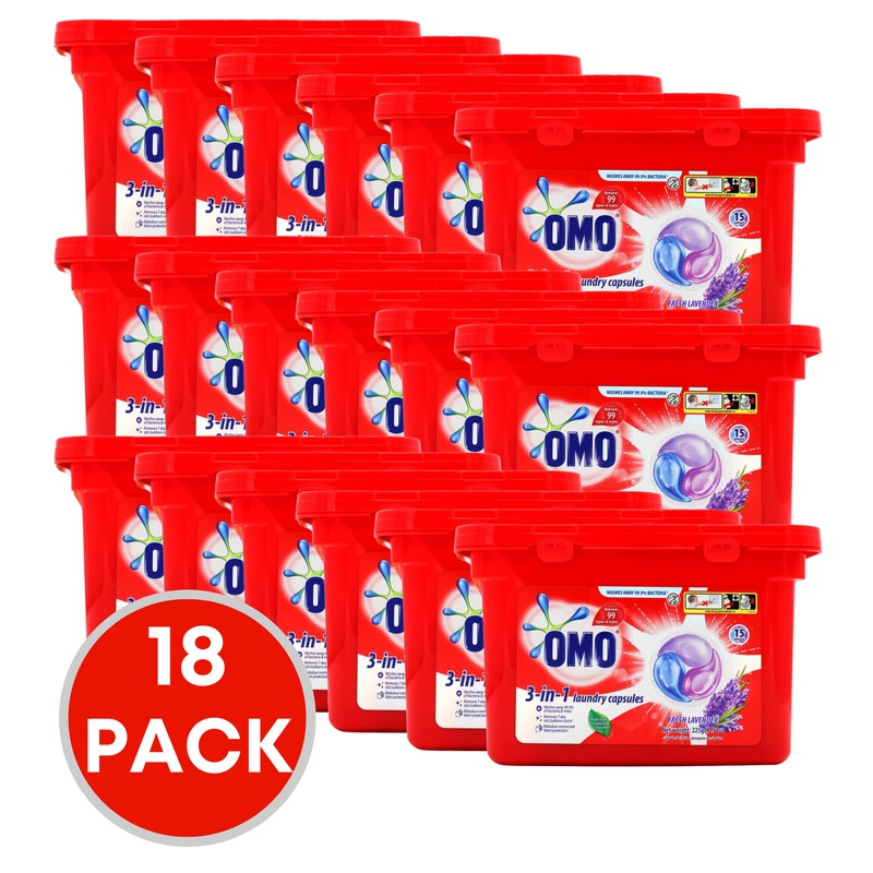 Buy 18 x OMO 3in1 Laundry Capsules Fresh Lavender Front & Top Loader