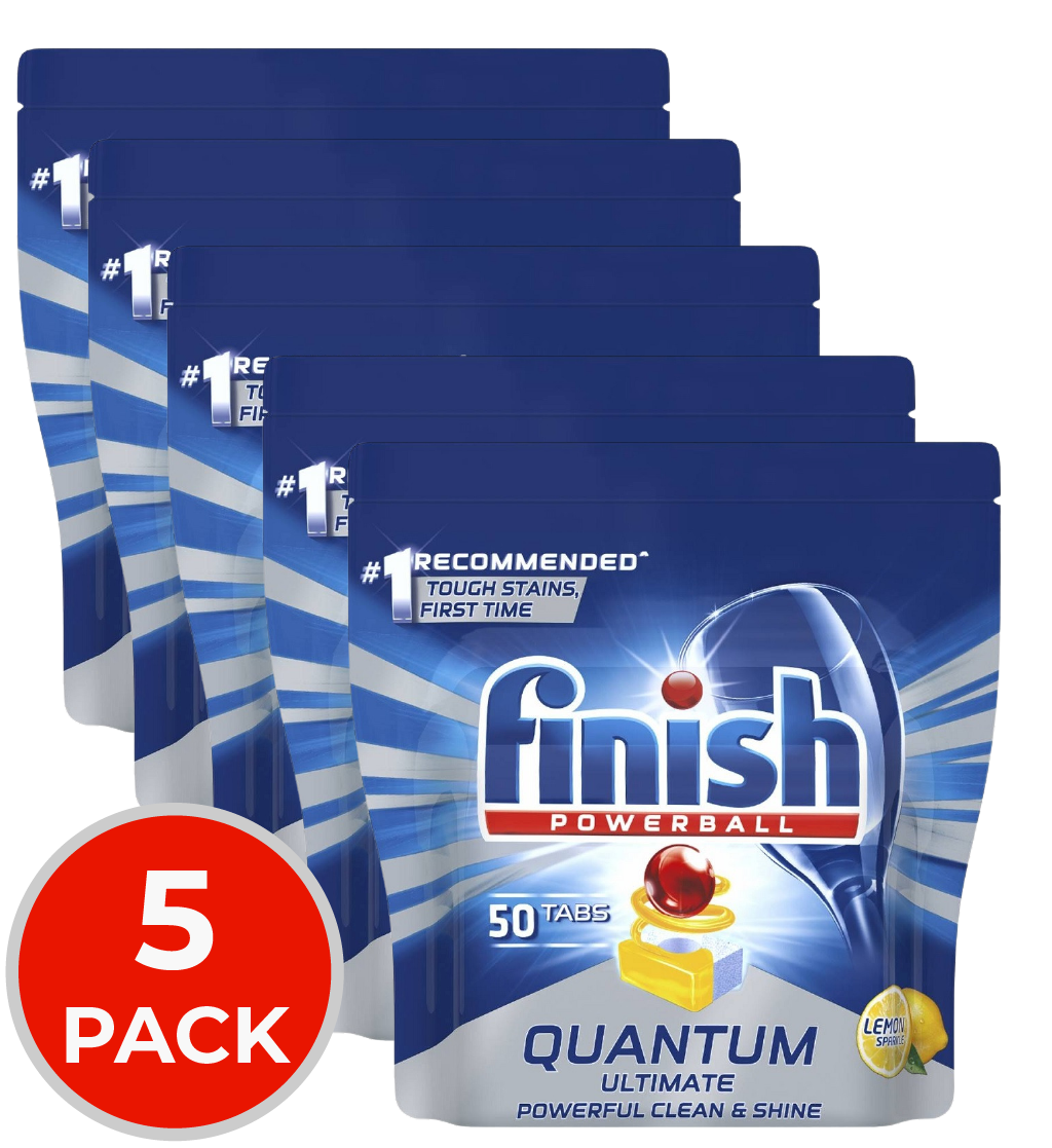 5 x Finish Quantum Ultimate Dishwasher Tablets Lemon Sparkle PK50