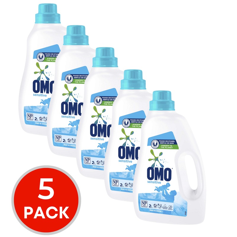 Buy 5 x OMO Laundry Liquid Front & Top Loader Sensitive 2L MyDeal