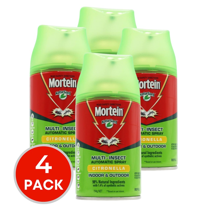 Buy 4 x Mortein MultiInsect Automatic Spray Refill Citronella Indoor & Outdoor 154g MyDeal Buy 4 x Mortein MultiInsect Automatic Spray Refill Citronella Indoor & Outdoor 154g MyDeal