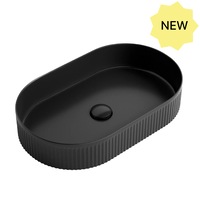 Otti Kensington French Fluted Oval Basin Matte Black 580x360x100mm