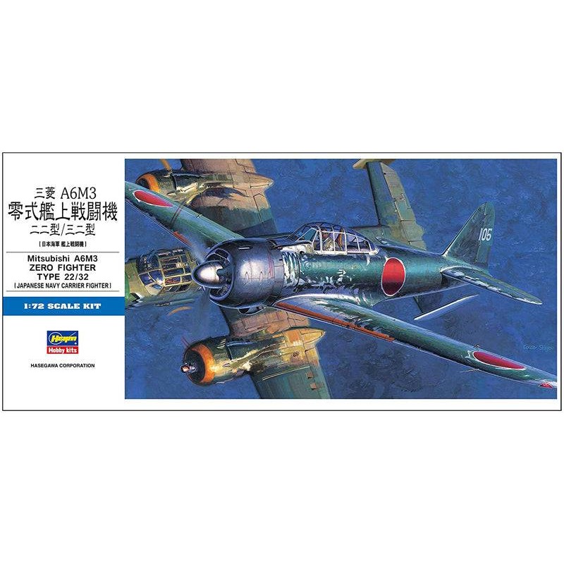 Buy Hasegawa 1/72 Mitsubishi A6m3 Zero Fighter Type 22/32 - MyDeal