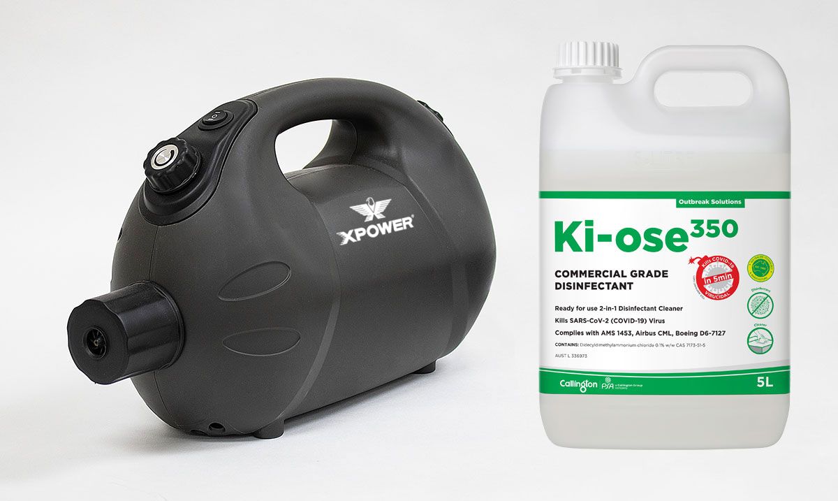 XPOWER F16B Battery Powered Cordless ULV Cold Fogger and Commercial Grade Disinfectant Combo