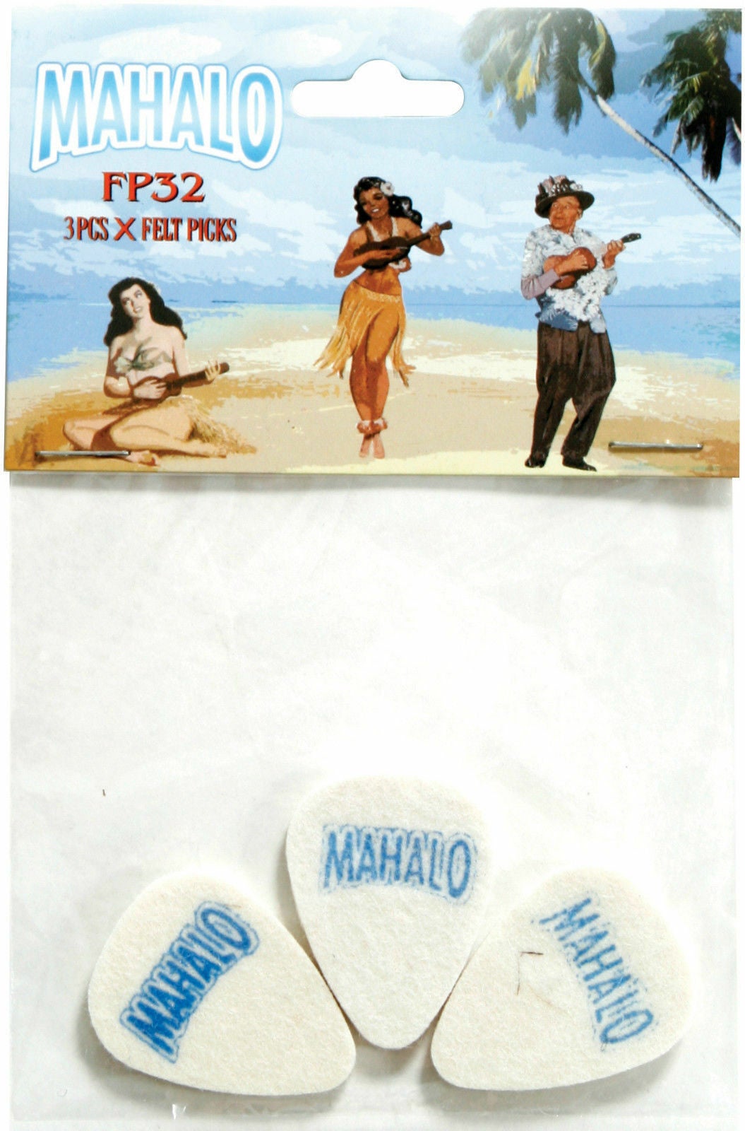 3 x Mahalo Ukulele Felt Picks 3.2mm Flat Soft Tone Hawaiian Pack Uke