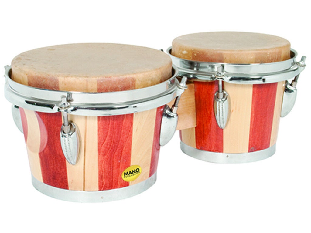 Mano Bongo Drums Percussion Set with Natural Skin Heads