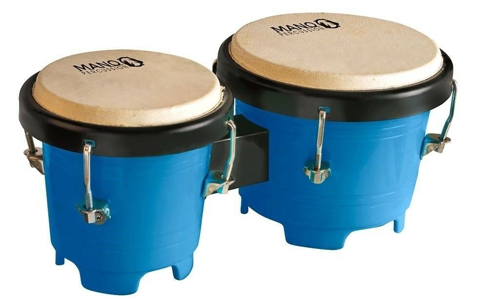 Mano Percussion Mini Bongo Drums, 4.5 & 5 Inch Tunable Heads Blue