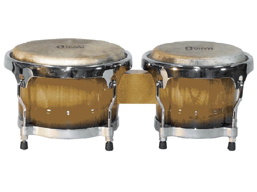 Mano Wooden Bongo Drums Cuban Style 7 & 8 1/2 Inch Natural Hide Skins