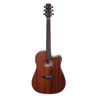 Martinez 'Natural Series' Mahogany Top Acoustic-Electric Dreadnought Cutaway Guitar (Open Pore)