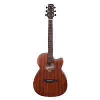 Martinez 'Natural Series' Mahogany Top Acoustic-Electric Small Body Cutaway Guitar (Open Pore)