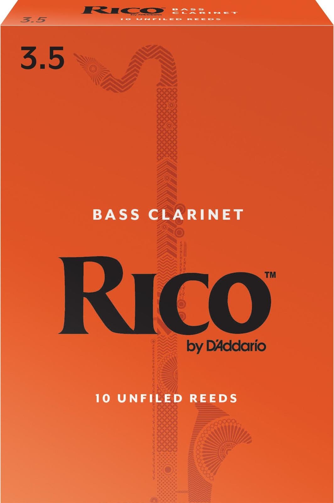 Rico Bass Clarinet Reeds, Strength 3.5, 10-pack