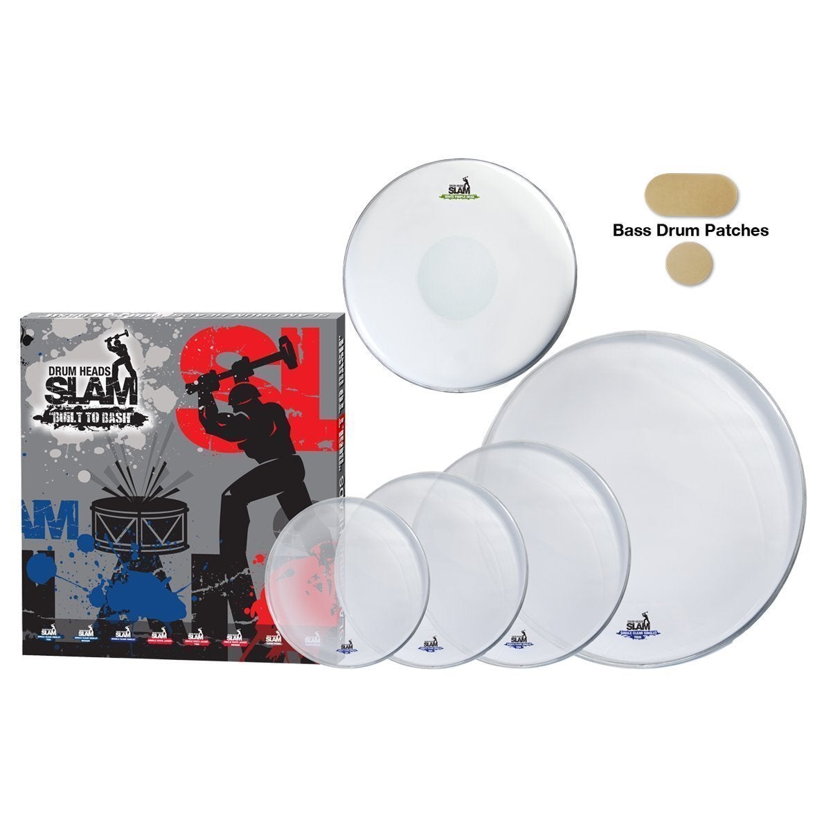 Slam Single Ply Clear Drum Head Pack 12"T/13"T/16"T/14"S/22"BD
