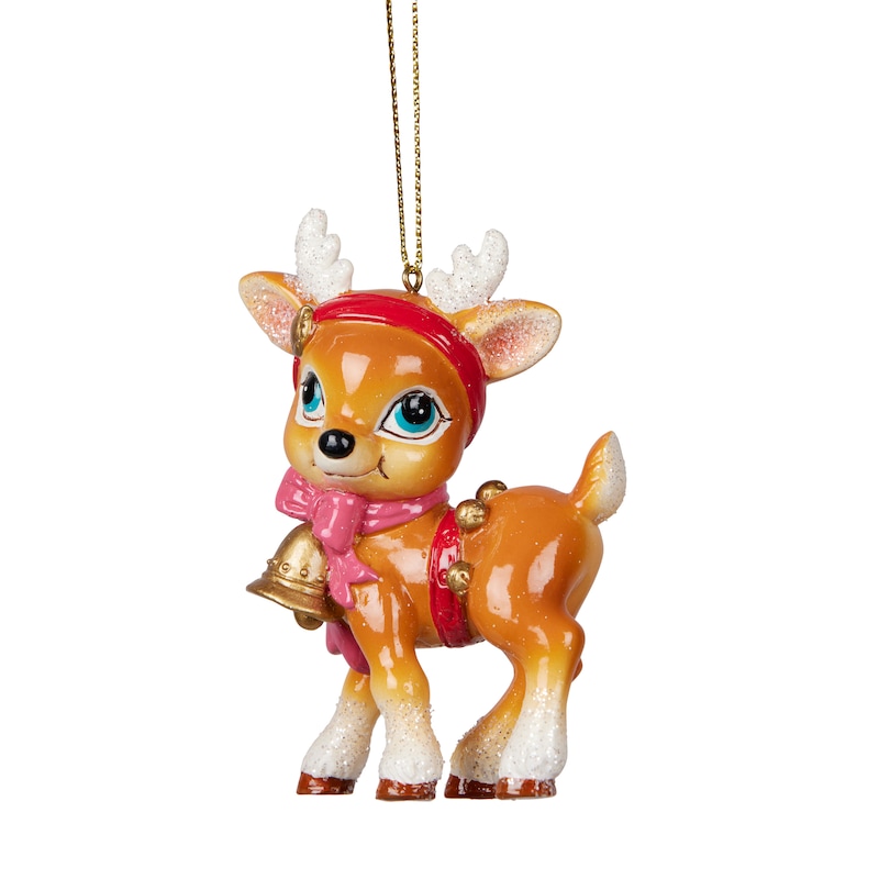 Buy Cute Reindeer W Bell Tree Hanging 9cm Mydeal