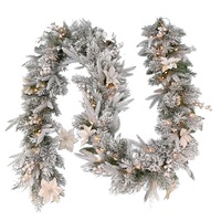 Frosted Colonial Garland with Lights 274cm Christmas
