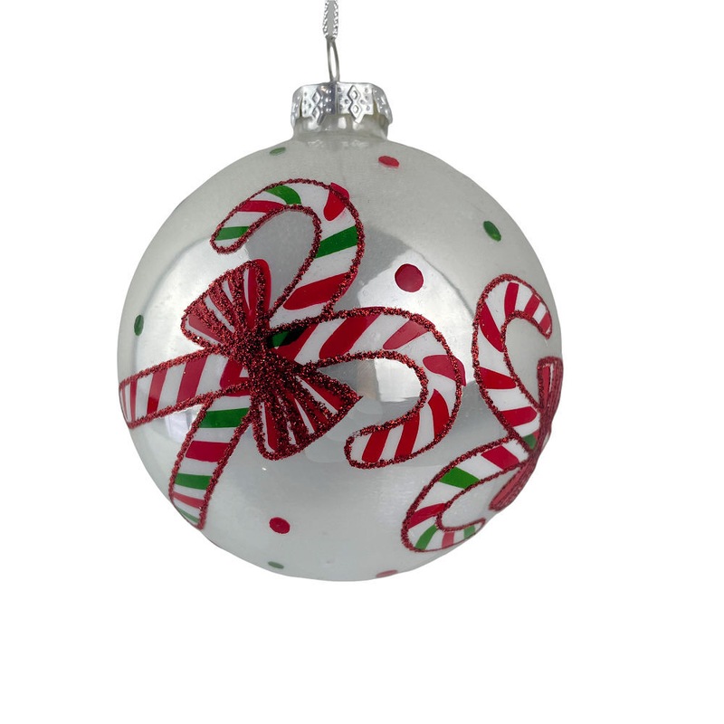 Buy Glass Candy Cane Bauble 10cm MyDeal