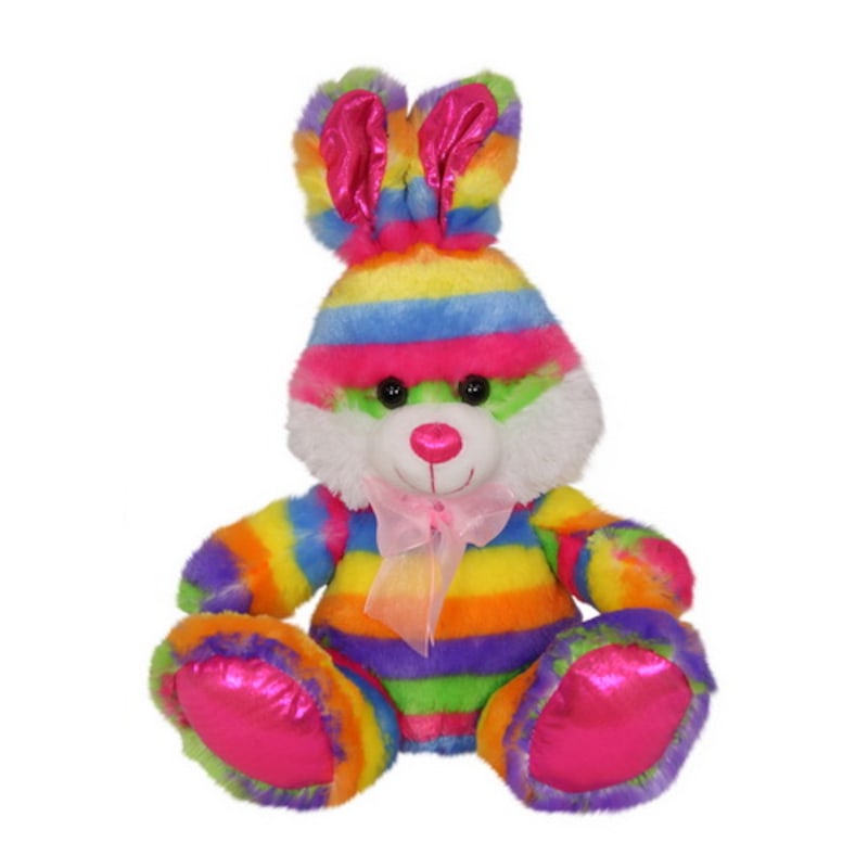 Buy Rainbow Plush Bunny Rabbit Pink 32cm - MyDeal