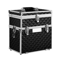 Makeup Case Organiser Professional Aluminium Silver Diamond Mirror - Makeup Cases Australia