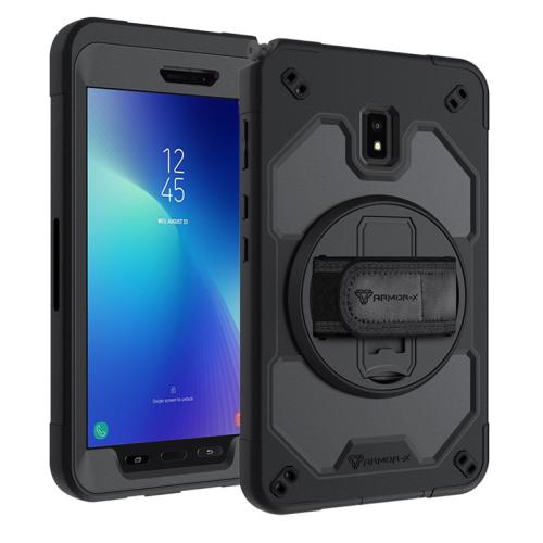 Armor-X (RIN Series) RainProof Military Grade Rugged Tablet Case With Hand Strap & Kick-Stand for Samsung Galaxy Tab Active 3 8" (SM-T575) Tablet [RIN-SS-T570]