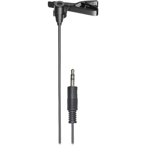 Audio-Technica ATR3350xiS Omnidirectional Condenser Lavalier Microphone newscaster-style with a dual-mono 3.5 mm (1/8") output plug [ATR3350xiS]